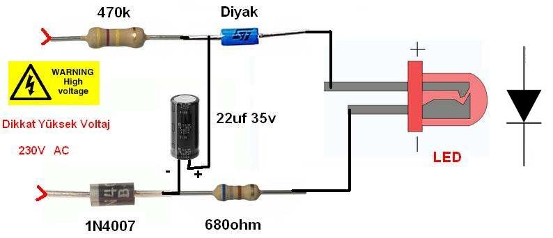 220V Led Flasher Circuit Simple , Transformerless ...