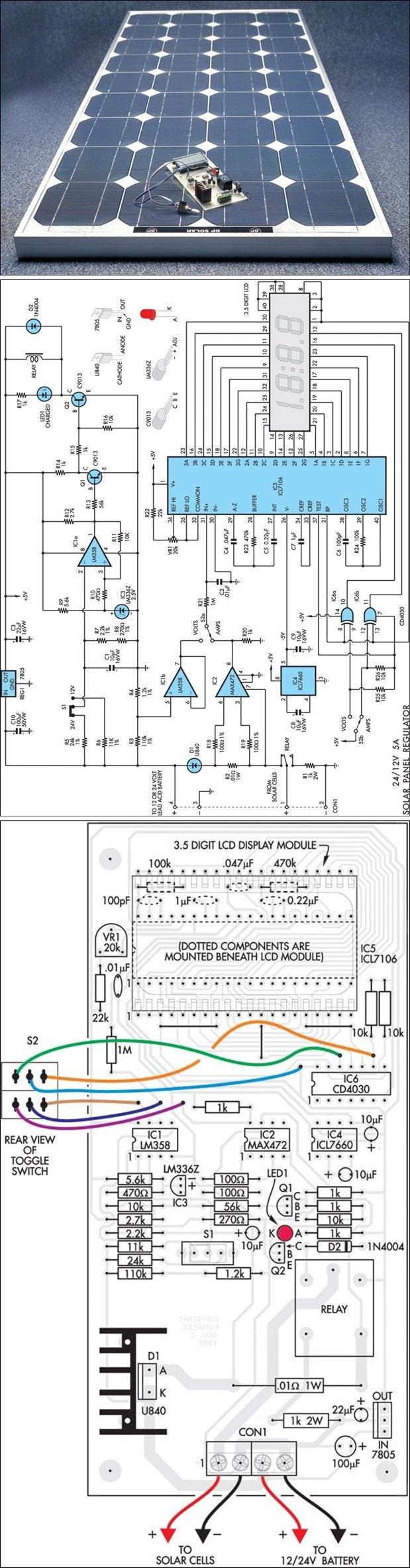 năng lượng mặt trời bảng mạch-80W-điều-panel-icl7106