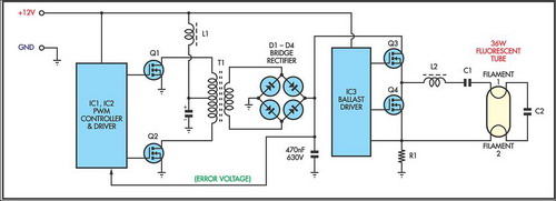 TL494 12V Flourescent Lamp Inverter Circuit L6574 Ballast ...