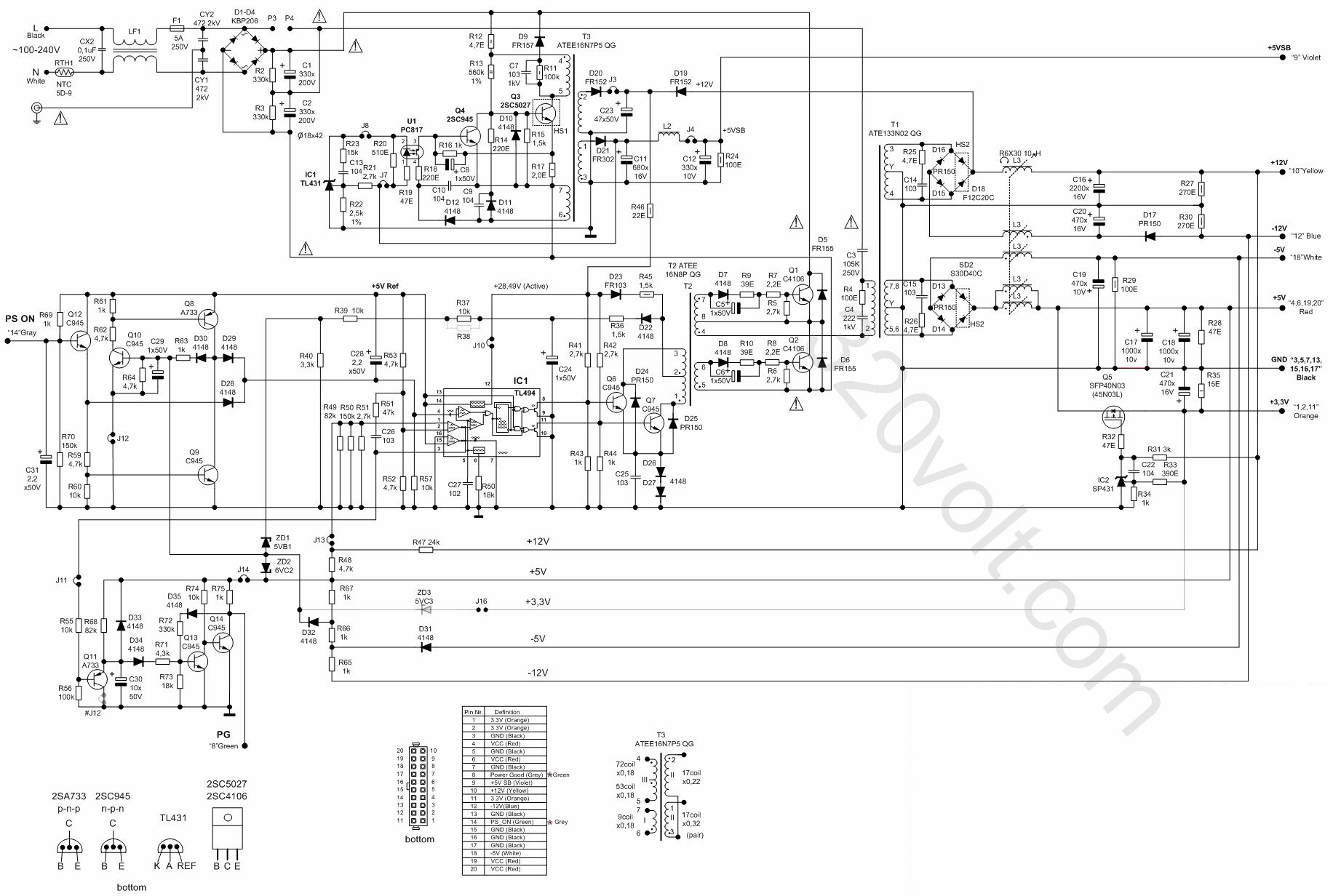 Power Master FA52 Switching Supply TL494 250W - Elektronik ...