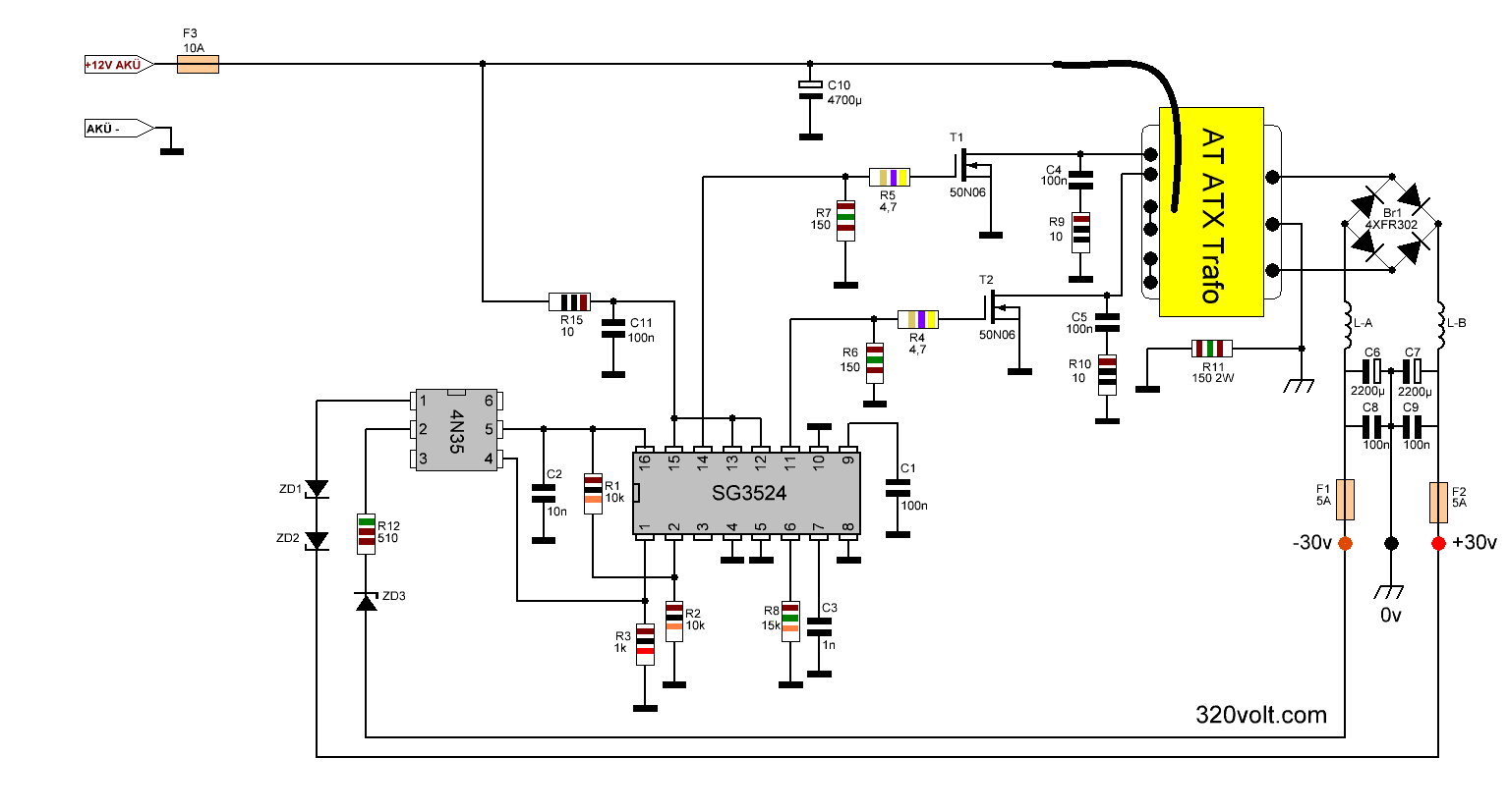 DC to DC Converter Circuit SG3524 SG3525 2X30V ...
