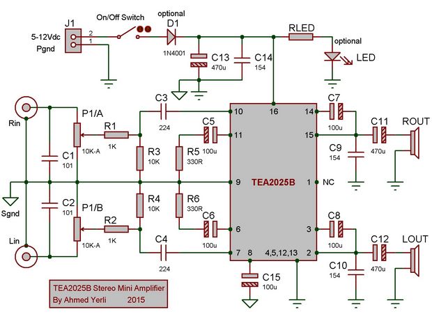 tea2025b stereo amplifier circuits