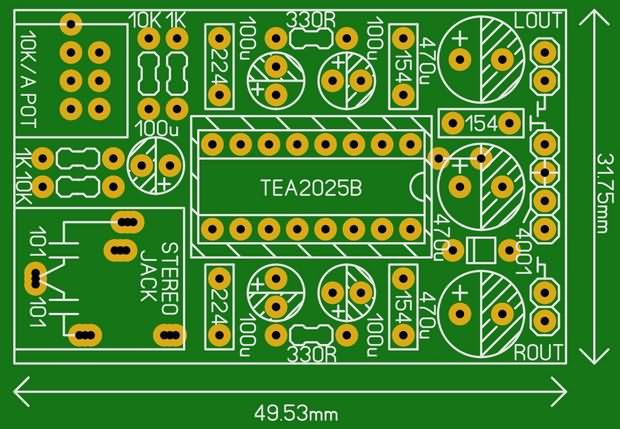 Tea2025b Pcb Layout - Tea2025b Stereo Amplifier Circuits Tea2025b Pcb 2 - Tea2025b Pcb Layout