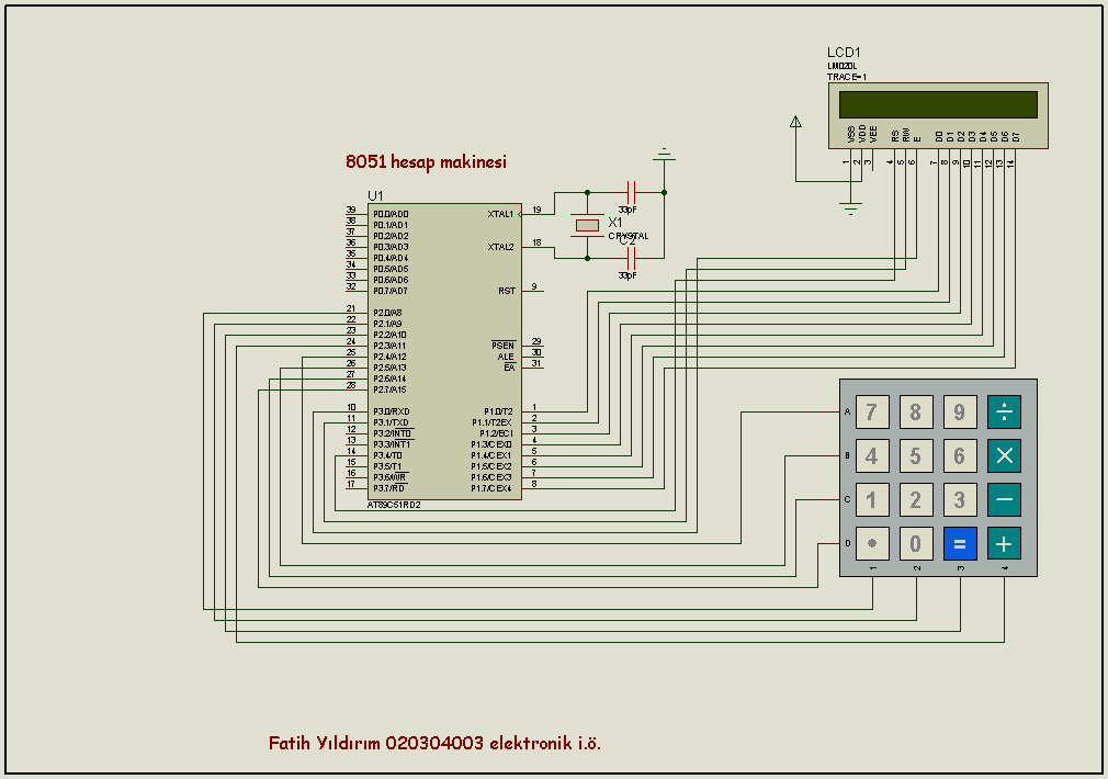 8051 Calculator Circuit – Electronics Projects Circuits