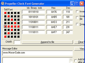 5X7 LED Display Font Generator Program