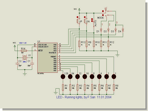 PIC16F84 LED Show Circuit Proton ide  Example