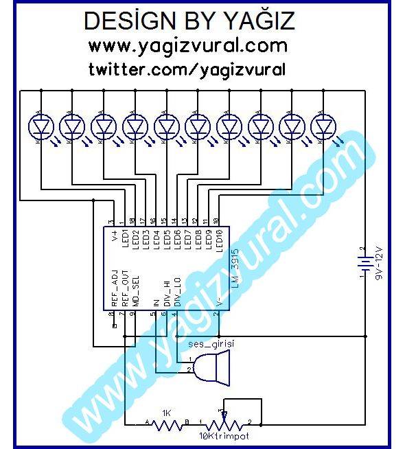 10 LED VU Meter Circuit LM3915 – Electronics Projects Circuits