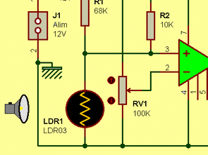 Dark active Switch Circuit 741 Opamp