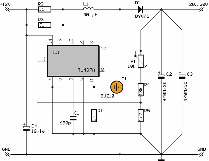12V to 30V TL497 DC DC Converter Circuit (20v-30v adjustable) – Electronics  Projects Circuits