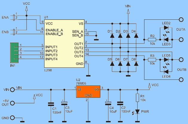 Universal DC Motor Controller L298 Circuit - Electronics ...
