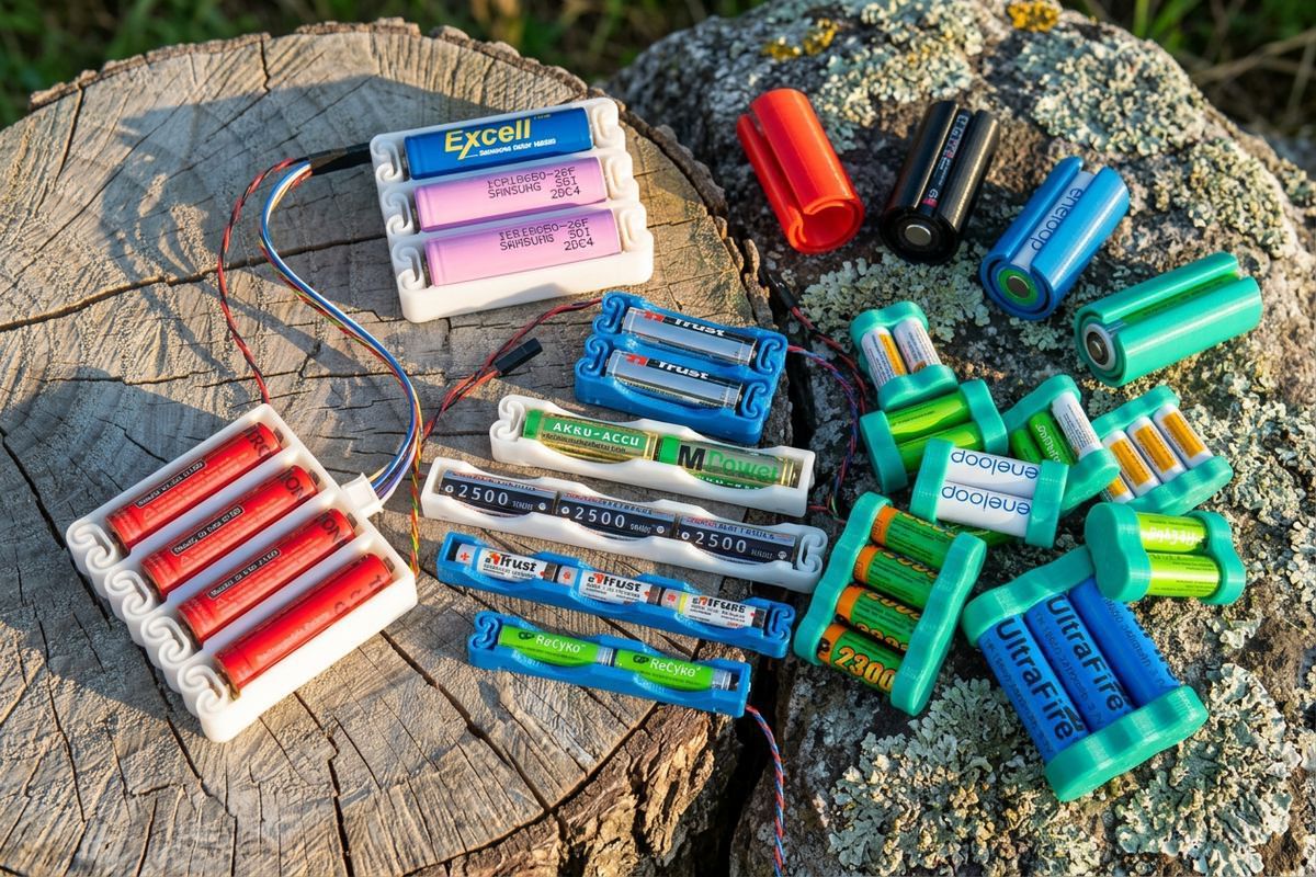 3D Battery Holder Designs Models for AA, AAA, C and 18650