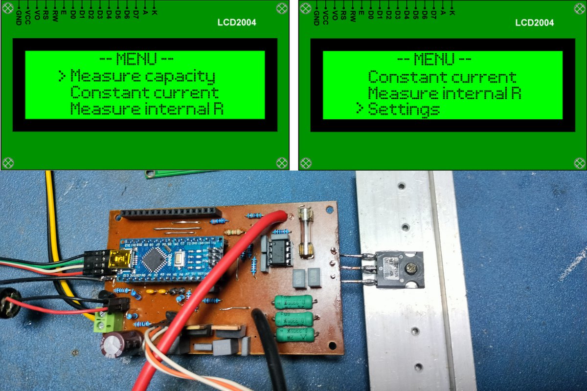 Arduino Battery and Accumulator Capacity and Internal Resistance Tester