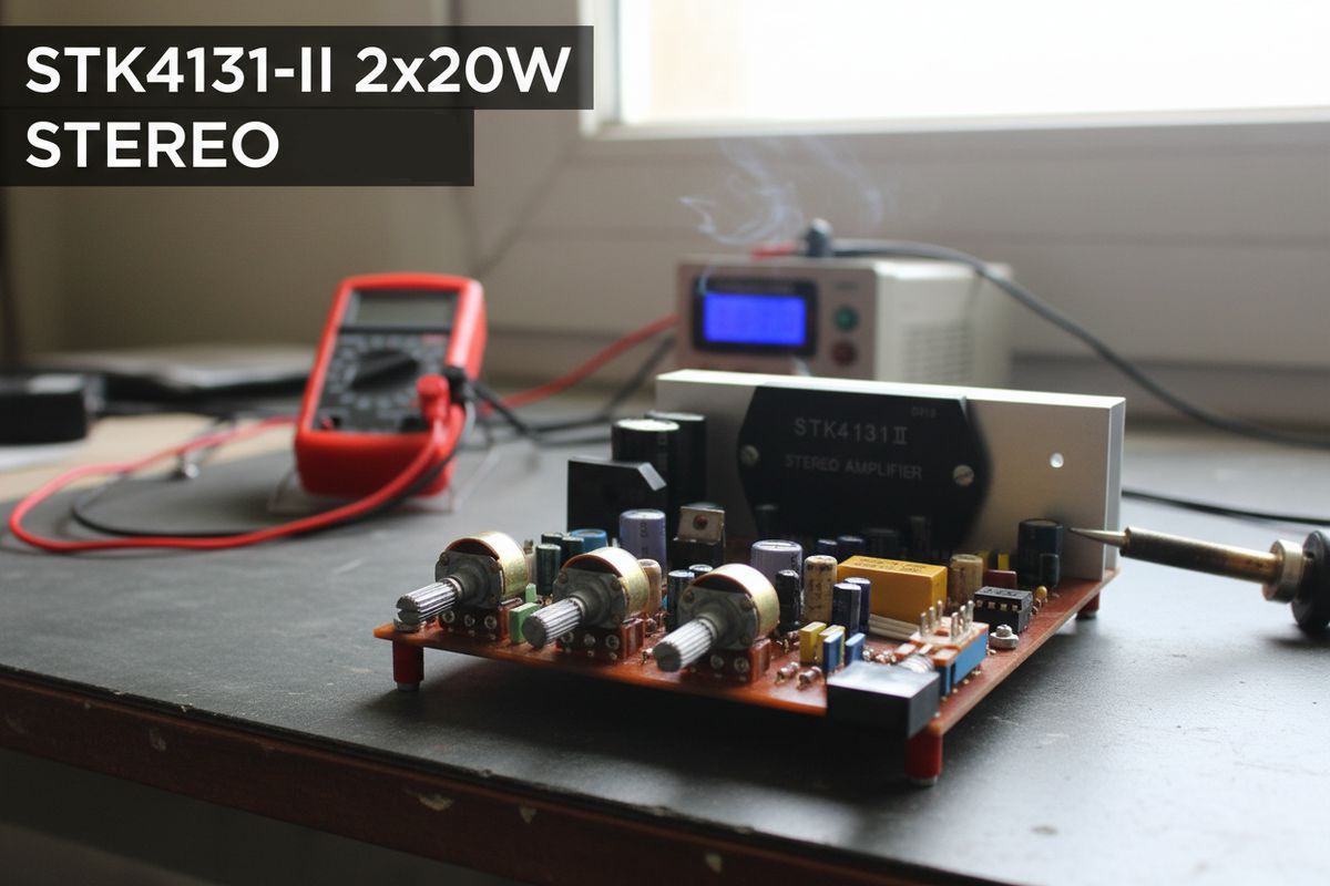 STK4131-II 2x20W Stereo Amplifier BC109 Tone Control, Loudness and NE555 Delay Circuit