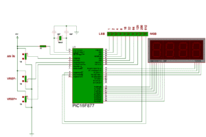 PIC16F877 ile display göstergeli 10 bit adc devresi