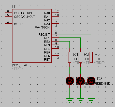PIC16F84A Simple LED Ciruit – Electronics Projects Circuits