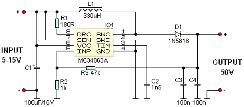mc34063-5-15v-input-50v-120ma-boost-dcdc-converter-circuit