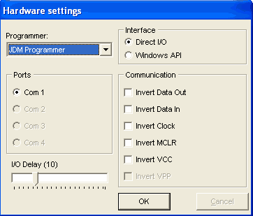icprog hardware settings ayarlar