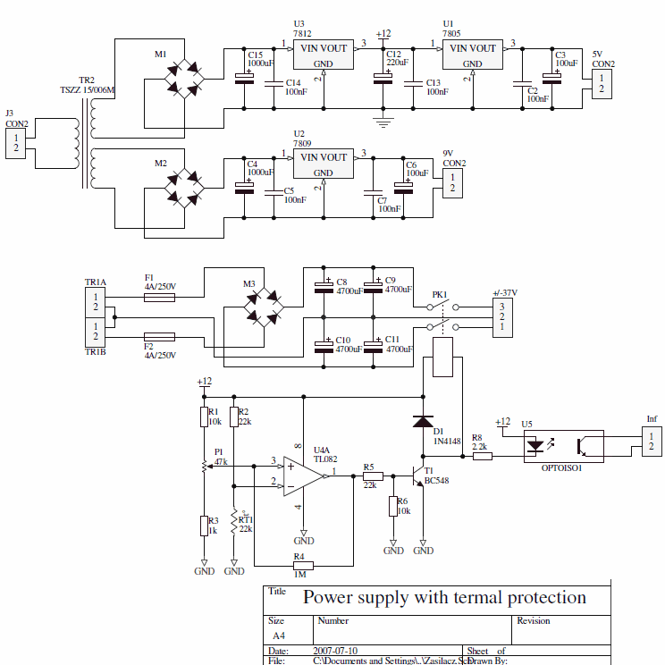 power-supply-with-termal-protection-schematic