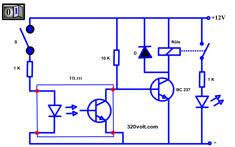 animasyon-optokuplor-giris-led-yakar-animation-optocoupler-transistor-led-relay