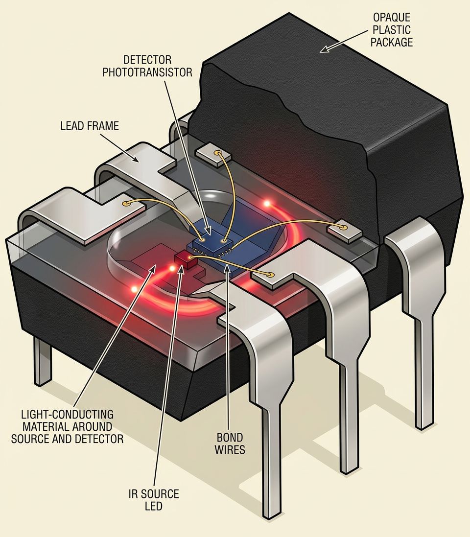 sekil 1 fototransistor cikisli bir optokuplorun kesit gorunumu