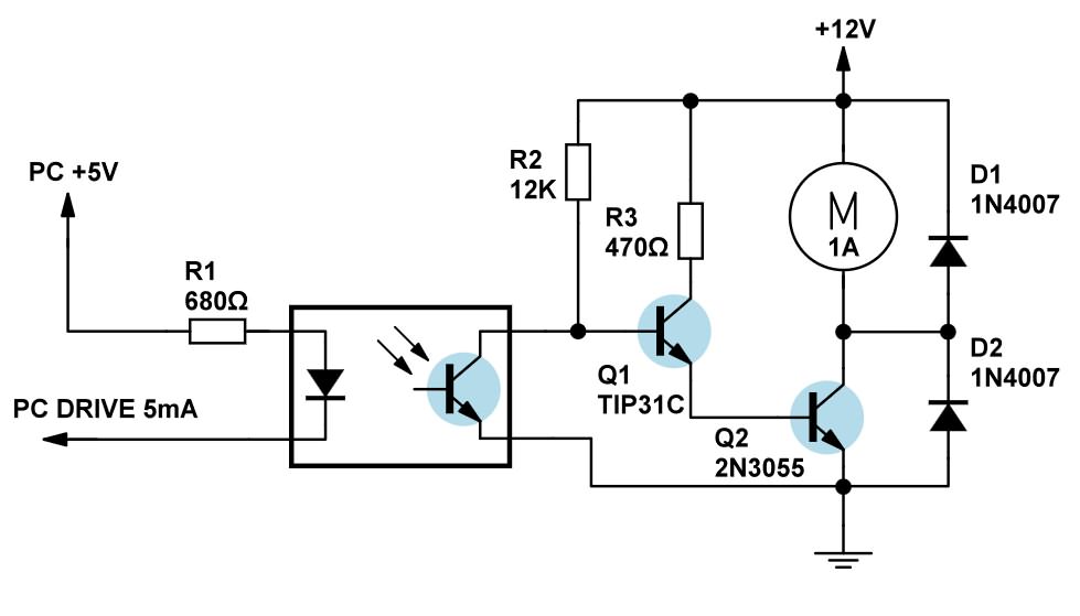 sekil 17 fototransistor motor tarafindan saglanan bilgisayar dc motor arayuzu oplokuptor