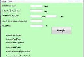Güneş paneli hesaplama programı güç akü kapasite