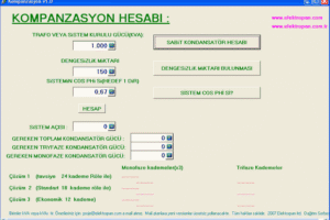 Kompanzasyon hesaplama programı (kva kvar)