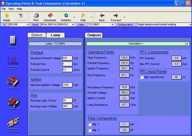 ir component balast calculaton