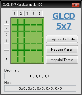 5.glcd 5x7 grafik lcd