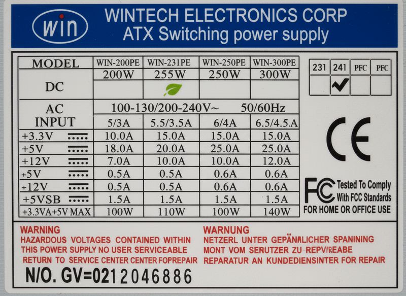 wintech electronics tl494 atx win235pe smps 100vac 240vac 5amp 50hz 60hz