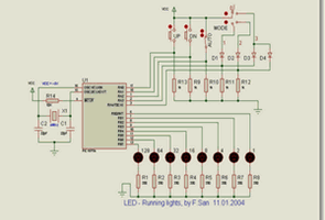 PIC16F84 ile 8 led şov 4 mod proton proteus  isis