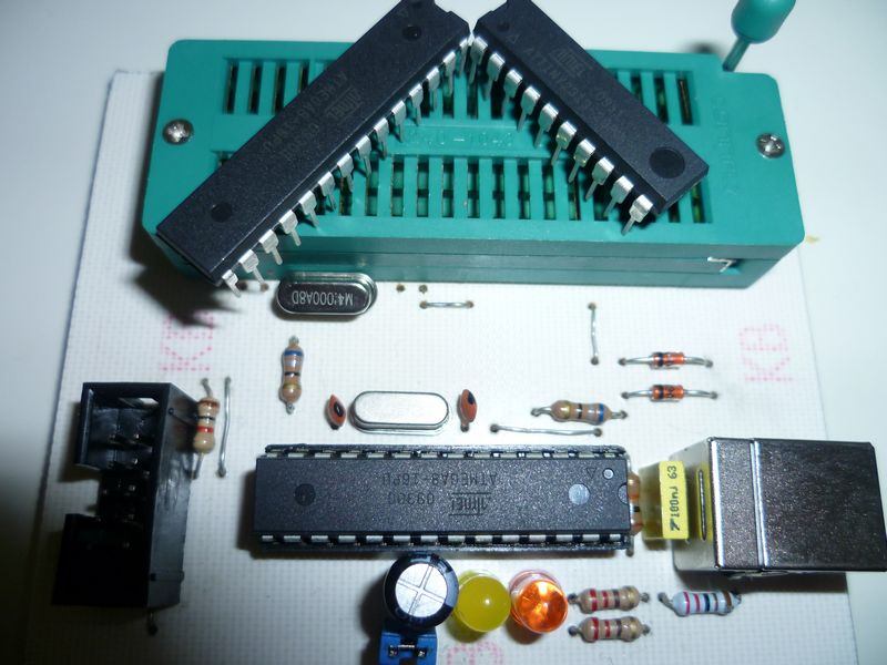 Atmel USB Programmer Circuit ZIF Socket Usbasp ATmega8 – Electronics Circuits
