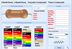 4, 5 renk direnç polyester, trimer kondansatör hesaplama programı