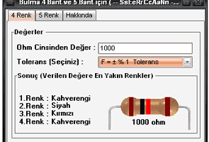 4 renk 5 renk direnç hesaplama programı