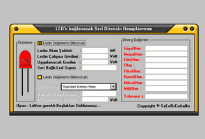 LED`e bağlanacak seri direncin hesaplanması (program)