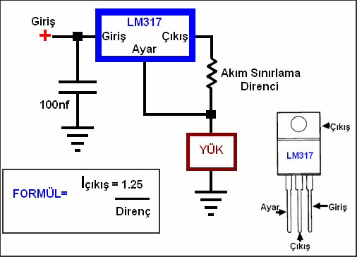 lm317 akim regulator devresi current regulator circuit
