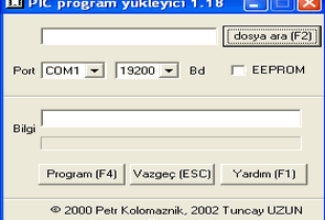 PIC Program yükleyici PIC16F87X downloader