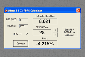 PICbasic Pro Baud hız SPBRG hesaplama programı