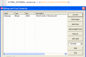 Microchip Bitmap Font Converter C30 C32