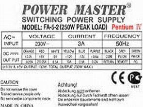 Power Master FA52 Switching Supply TL494 250W