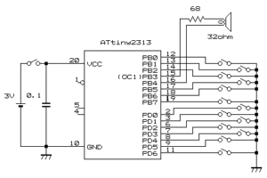 Attiny2313 basit ses devresi elektronik piyano c dili