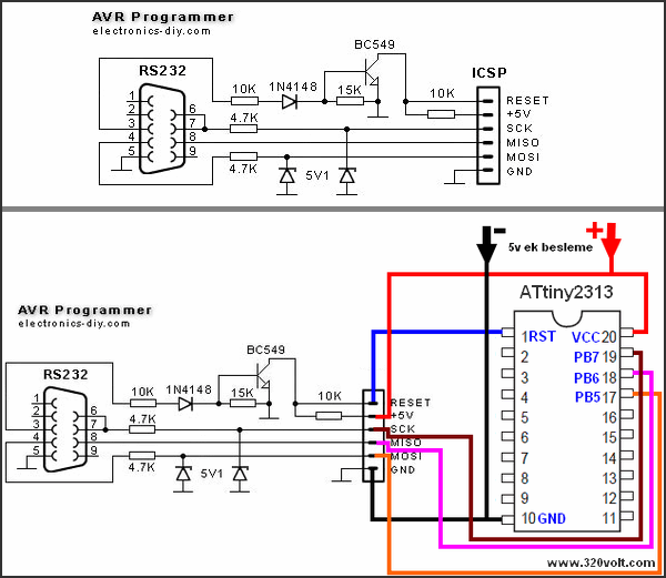 avr-programmer-attiny2313-baglantisi