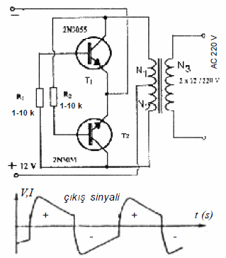 iki-transistorlu-dc-ac-konvertisor-devresi