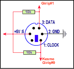 ps2-Klavyenin-100mA-clock-data-ps2-baglantisi