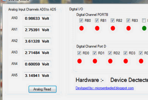 Visual Basic PIC18F4550 USB  Analog Dijital  IO Kartı