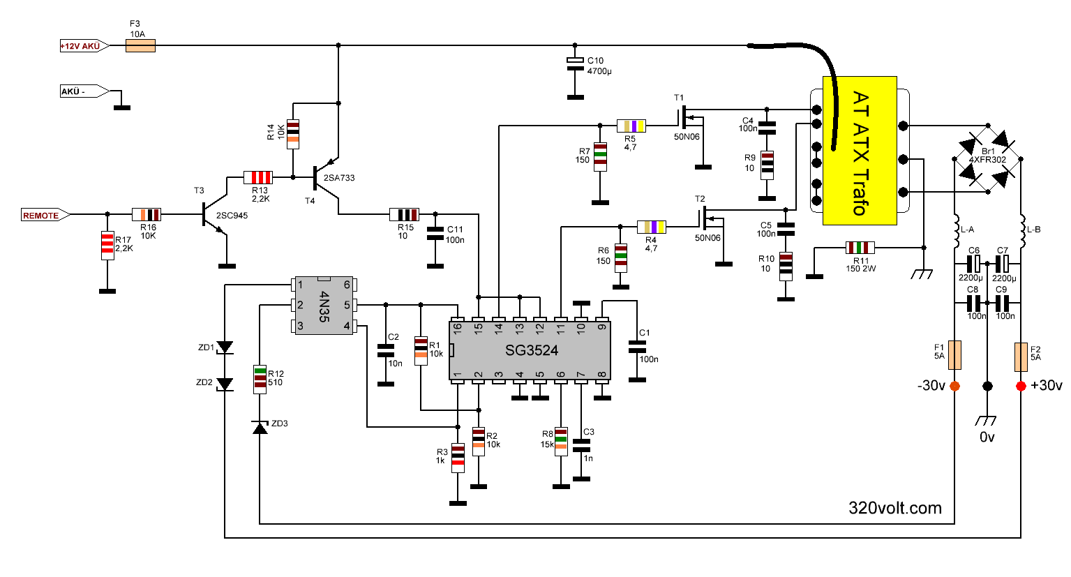DC to DC Converter Circuit SG3524 SG3525 2X30V ... wiring diagram sg 