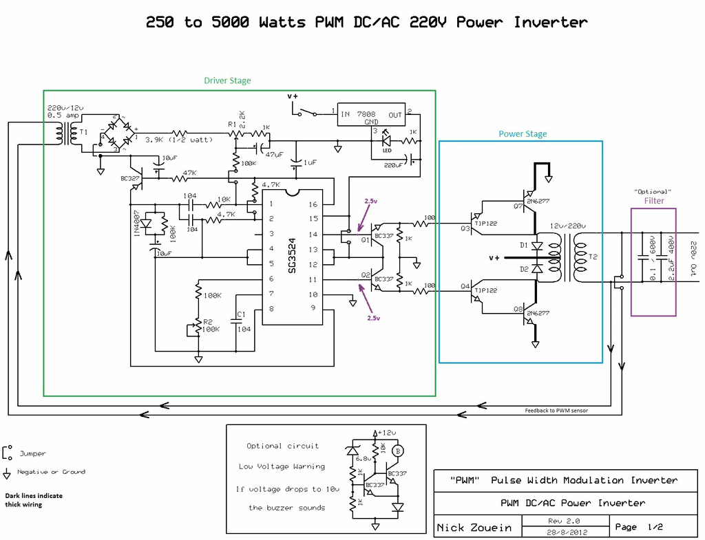 sg3524-250w-5000-watts-pwm-dc-ac-220v-power-inverter-2n6277-2n3773