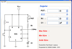 555 Timer Entegresi Turn Off  Süresi Hesaplama Programı