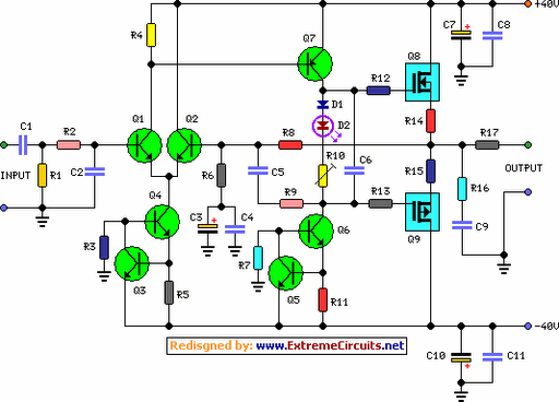 60_watt_mosfet_audio_power_amplifier_circuit_schematic