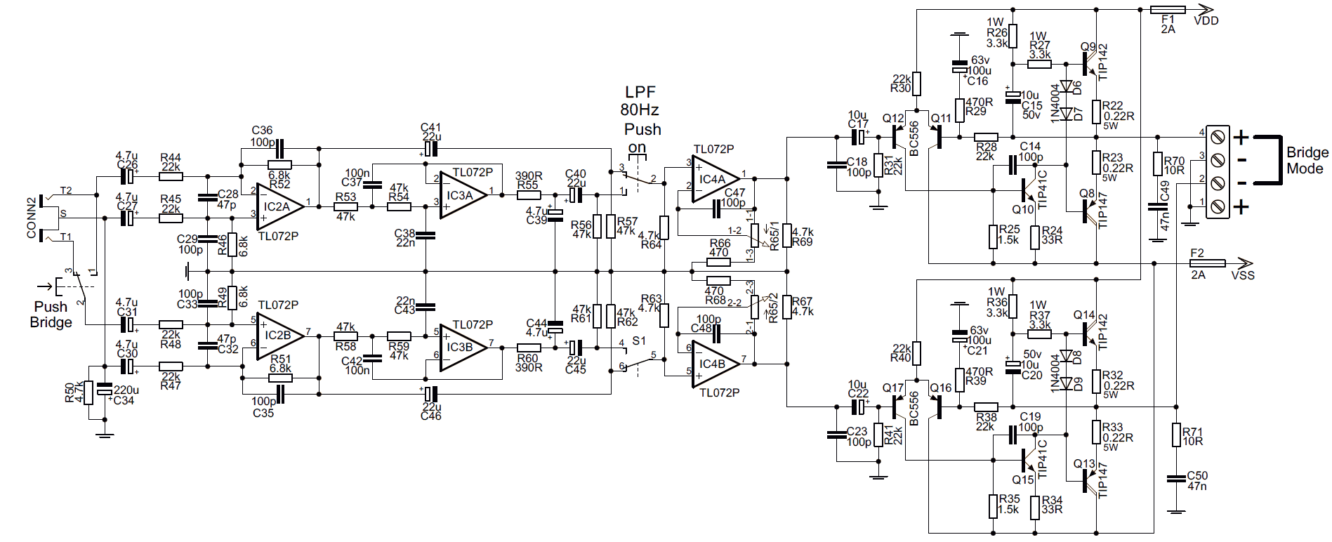 Car Amplifier Circuit Tip142 Tip147 200w Dc Dc Tl494 Ei33